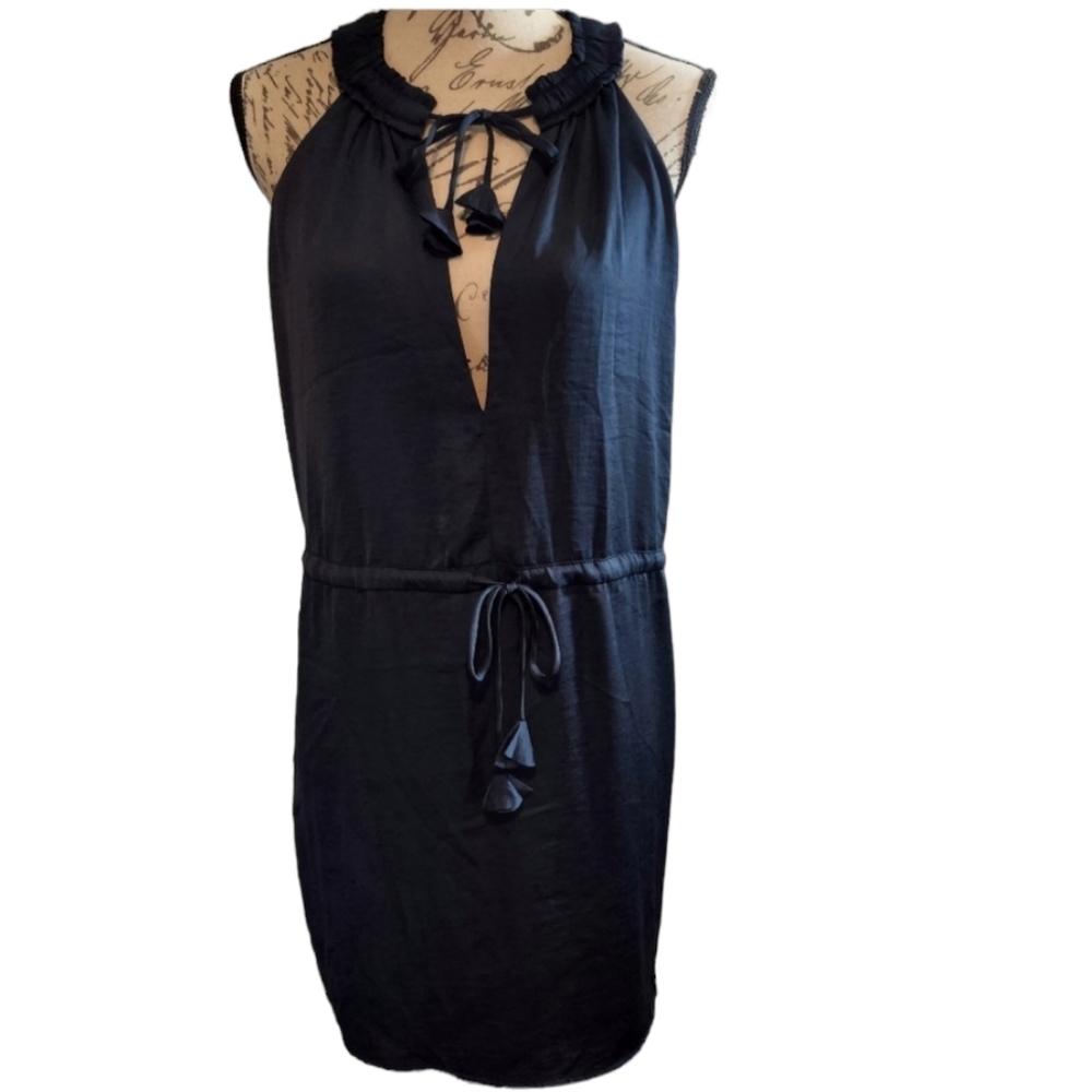 Greylin Blue Sleeveless Vneck Front Tie Dress